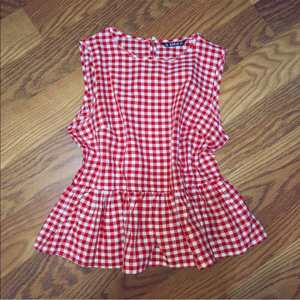 Cute Red gingham peplum top